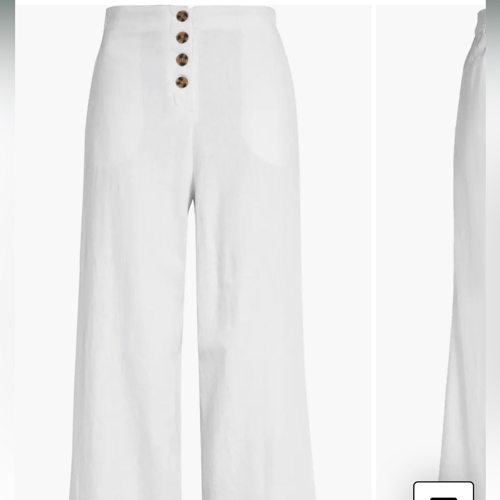 BP White Wide Leg Button-Front Pants